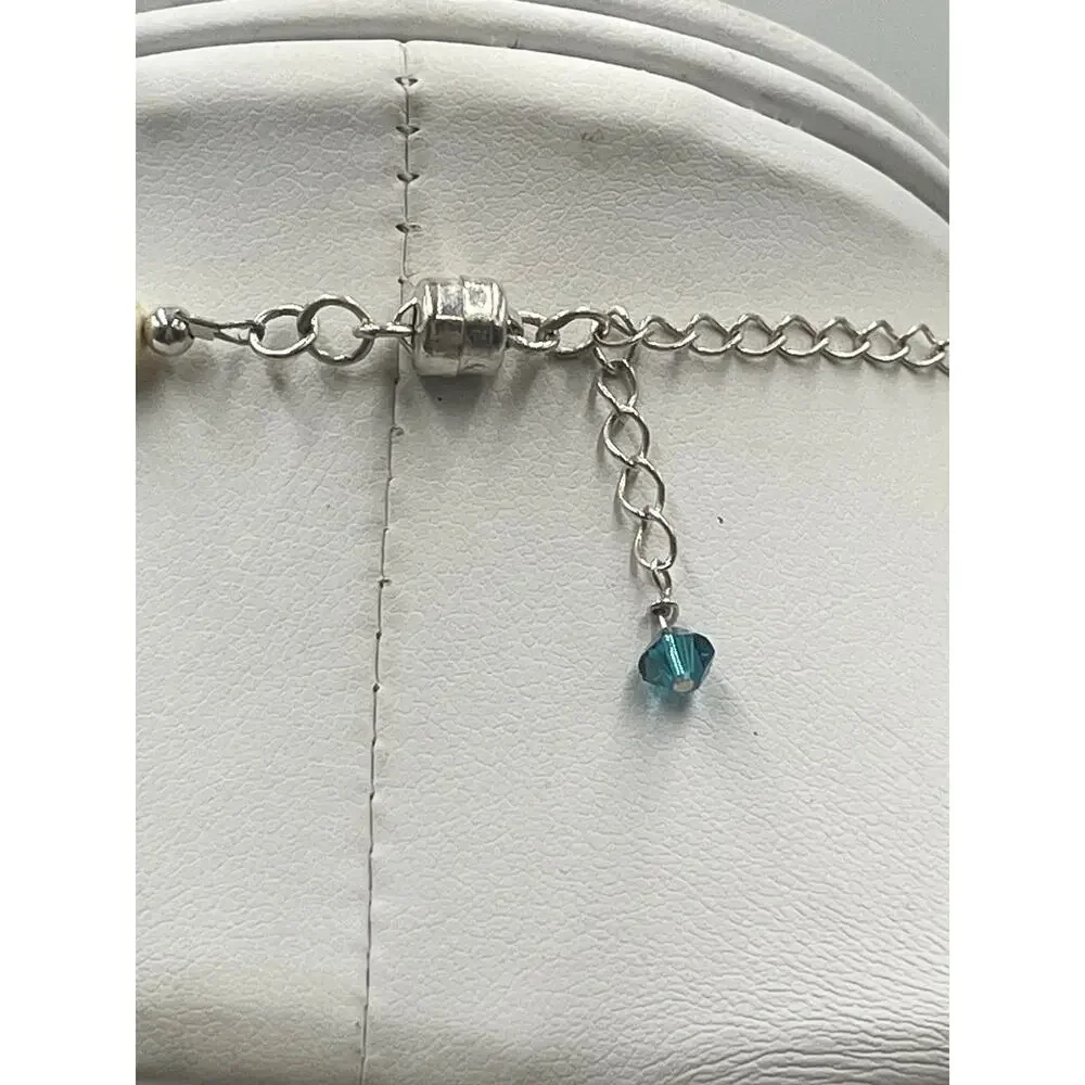 Murano Glass Necklace Sterling Silver Clasp Freshwater Pearls Blue Gold Van Gogh